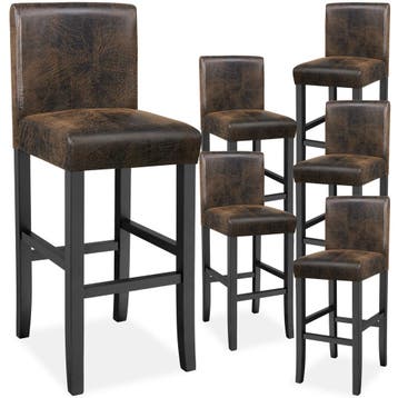 Barkruk van kunstleer - oud bruin, Set van 6, Verzenden, Nieuw