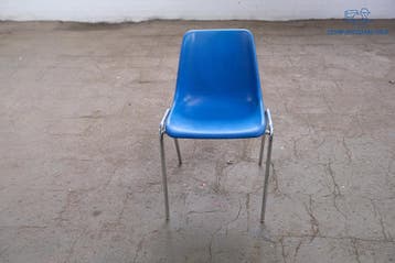 Tweedehands Kanntinestoel Blauw Kunststof Kuip Chroom, Verzenden, Gebruikt, Kunststof