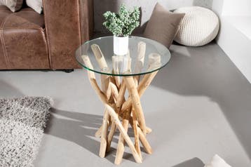 Design Bijzettafel DRIFTWOOD 40cm Teak Ronde salontafel -, Huis en Inrichting, Ophalen of Verzenden, Nieuw