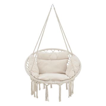 Hangstoel Kailua met kussen katoen max 150 kg creme, Verzenden, Nieuw