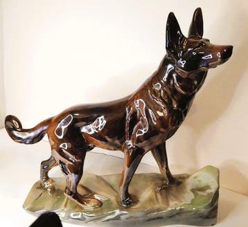 Bequet - Beeld, Statue de chien - 37 cm - Keramiek, Antiek en Kunst