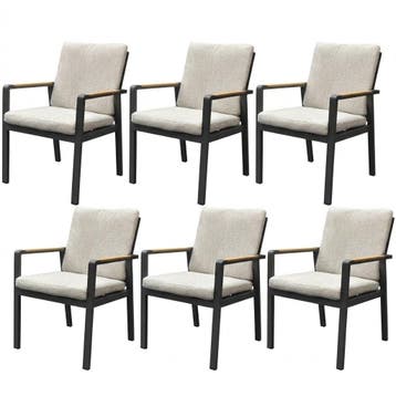 Set van 6 Lola dining tuinstoelen aluminium antraciet, Tuin en Terras, Ophalen of Verzenden, Nieuw, Aluminium
