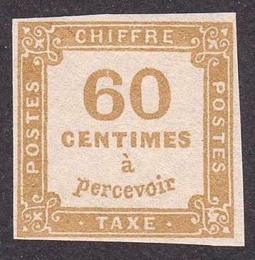 Frankrijk 1871/1878 - Segnatasse 60 c. geel bistro nieuw, Gestempeld