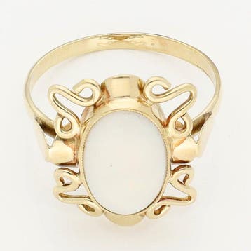 Ring - 14 karaat Geel goud - Opaal, Sieraden, Tassen en Uiterlijk, Nieuw