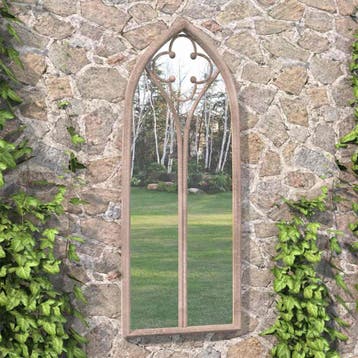 vidaXL Tuinspiegel 100x45 cm ijzer zandkleurig, Huis en Inrichting, Verzenden, Nieuw