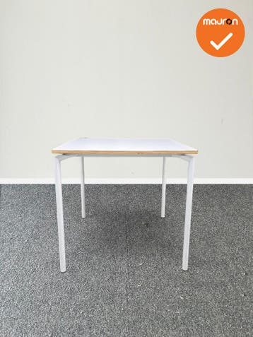 Vergadertafel - 4-poots - 80x80cm - met wit onderstel - incl, Vergader- of Presentatieruimte, Ophalen of Verzenden, Gebruikt, Tafel
