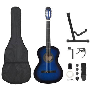 vidaXL 12-delige Gitaarset klassiek beginner 4/4 39 blauw, Muziek en Instrumenten, Snaarinstrumenten | Gitaren | Akoestisch, Verzenden
