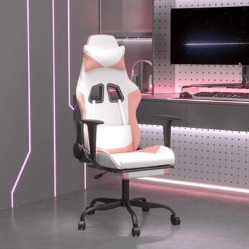 vidaXL Massage gamestoel met voetensteun kunstleer zwart en, Verzenden, Nieuw, Roze