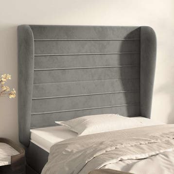 vidaXL Hoofdbord met randen 83x23x118/128 cm fluweel, Verzenden, Nieuw, Grijs, Stof