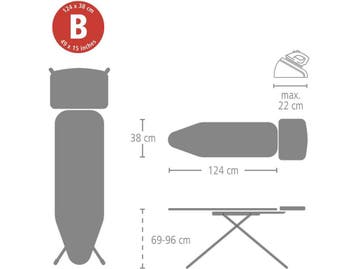 Brabantia Perfect Flow Strijkplank B - Stoomgenerator - 124, Witgoed en Apparatuur, Strijkijzers en Strijkplanken, Verzenden, Zo goed als nieuw