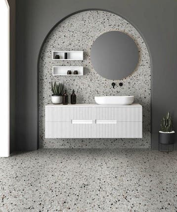 Vloertegel/Wandtegel Terre Terrazzo Medley Wit 60x120, 60 cm of meer, Nieuw, Ophalen of Verzenden, 10 m² of meer