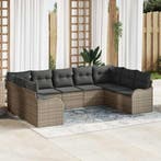 vidaXL Tuin Sofa Set 9 pcs Grijs poly rattan, Tuin en Terras, Verzenden, Nieuw, Rotan, Meer dan 8 zitplaatsen