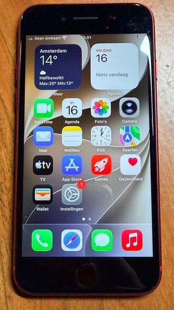 Apple Iphone SE 2nd, nieuw echt leder hoesje, goede staat,, Nieuw