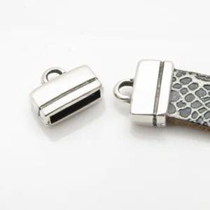 DQ metaal eind kap 13x11mm voor 10 x 2,5 mm leerband, oog..., Ophalen of Verzenden, Nieuw, Draad