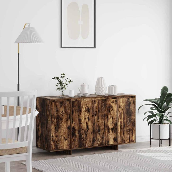 vidaXL Dressoir Gerookt eiken 135 x 41 x 75 cm Bewerkt hout, Huis en Inrichting, Kasten | Dressoirs, Nieuw, Minder dan 50 cm, Overige houtsoorten