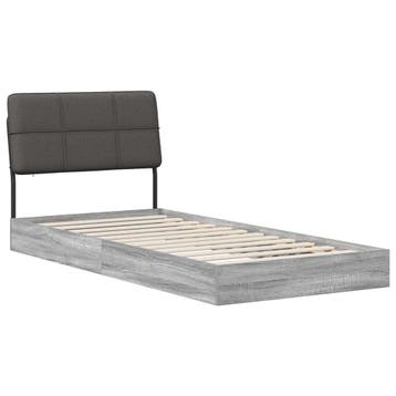 vidaXL Eenpersoonsbed met hoofdbord Grijs Sonoma en, Verzenden, Nieuw, Grijs, Hout