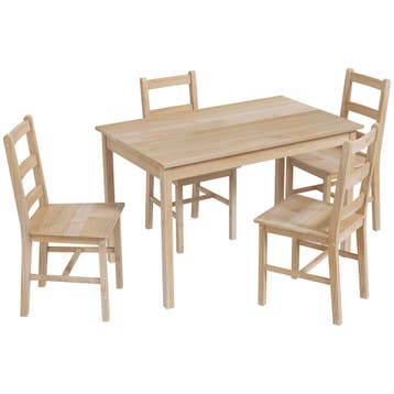 TRUUSK 5-delige Eetgroep - Eettafel met 4 Stoelen - Ruimtebe, Verzenden, Nieuw