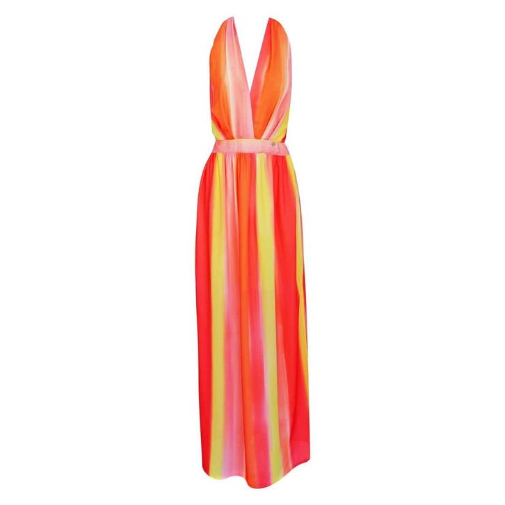 Verysimple • gestreepte maxi jurk • L (IT46), Kleding | Dames, Jurken, Oranje, Nieuw, Maat 42/44 (L), Verzenden
