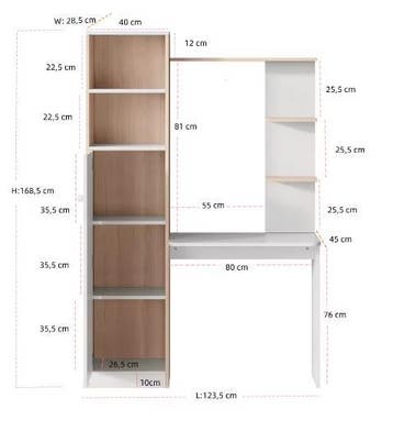 Ruim Werkbureau 123,5×45×168,5 cm – Bureau met Opbergkast en, Huis en Inrichting, Verzenden, Nieuw