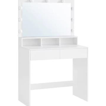 Kaptafel met LED Spiegel – Make-up Tafel met 2 Lades, Huis en Inrichting, Tafels | Kaptafels, Verzenden, Nieuw
