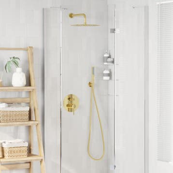 vidaXL Verborgen Douche Systeem (Rond) Goud RVS 201, Verzenden, Nieuw