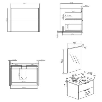 Badmeubelset Differnz Bolo 60x61x46cm FSC Hoogglans Wit, Ophalen of Verzenden, Nieuw