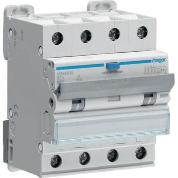 Hager aardlekautomaat 4-Polig B20 30mA ADM420G, Doe-het-zelf en Verbouw, Elektra en Kabels, Ophalen of Verzenden, Nieuw