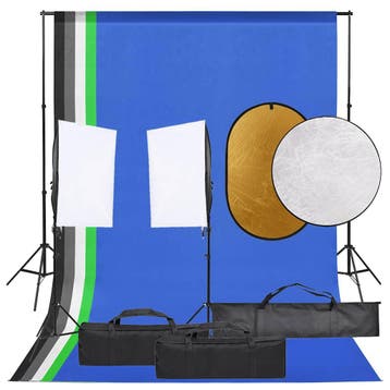 vidaXL Fotostudioset met verlichtingsset, achtergrond en, Audio, Tv en Foto, Fotografie | Fotostudio en Toebehoren, Verzenden