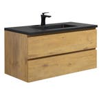 Badkamermeubel Set Angela 100cm Eiken Badmeubel, Verzenden, Nieuw, Wastafelkast