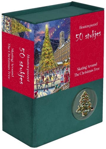 Kerstpuzzel Hout - Skating Around the Christmas Tree (50, Verzenden, Nieuw