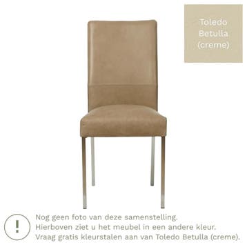 Leren eetkamerstoel Real - Toledo Betulla (crème) - Poten, Huis en Inrichting, Overige kleuren, Nieuw, Ophalen of Verzenden, Eén