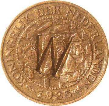 Nederland. Wilhelmina. 1 Cent 1925 met klopje W(ilhelmina)