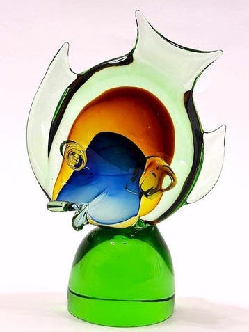 Vetro Policromo Sommerso - sculptuur,  Pesce Tropicale  -