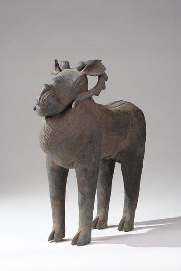 Een bronzen beeld. - Ram - Benin - Nigeria, Antiek en Kunst