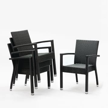 Bolero polyrotan stoelen met armleuning antraciet (4 stuks), Verzenden, Nieuw in verpakking