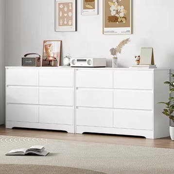 Hoogglans Dressoir Wit – Ladekast met 6 Lades 120×40×82 cm, Huis en Inrichting, Kasten | Dressoirs, Verzenden, Nieuw
