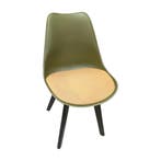 Set van 4 groene kunststof kuipstoelen met gestoffeerde, Ophalen of Verzenden, Gebruikt, Overige typen
