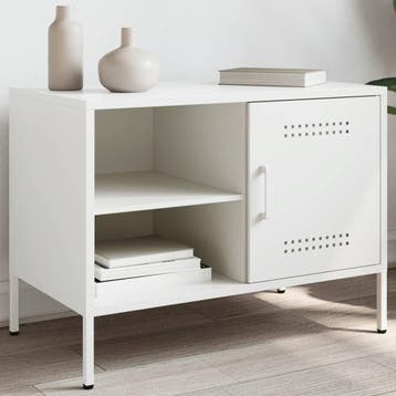 vidaXL Tv-meubel 68x39x50,5 cm staal wit, Verzenden, Nieuw, Metaal