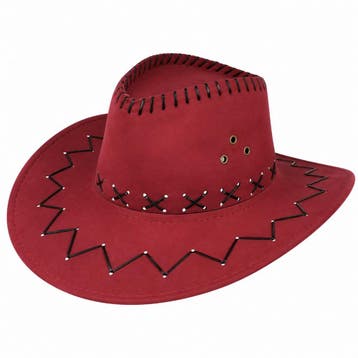 Cowboyhoed - Western Hoed met Stiksel - Donkerrood, Nieuw