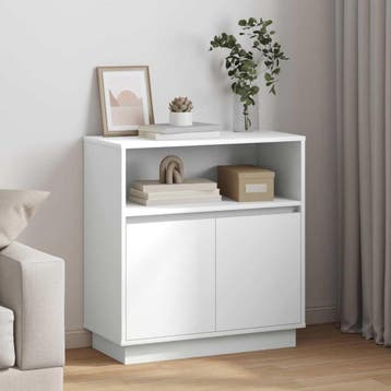 vidaXL LED Sideboard Wit 71 x 34,5 x 75 cm Bewerkt hout, Minder dan 50 cm, Verzenden, Nieuw, Minder dan 100 cm