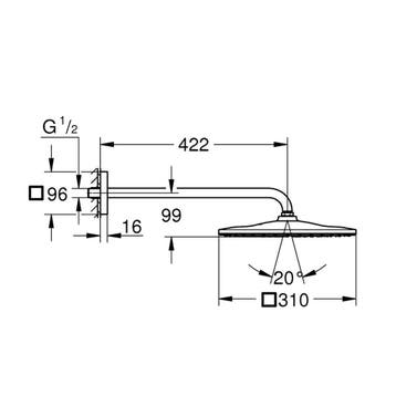Regendoucheset Grohe Rainshower Mono Cube 31 cm met Wandarm, Ophalen of Verzenden, Nieuw