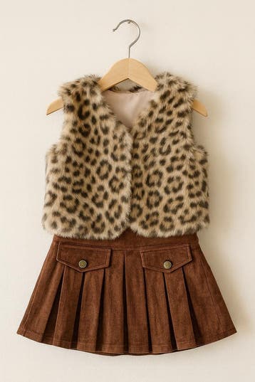 Kledingset meisje 2-delig faux-for bontje + rokje, Ophalen of Verzenden, Nieuw, Meisje