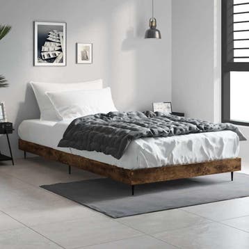 vidaXL Bedframe zonder matras hout gerookt eikenkleurig, 90 cm, Eenpersoons, Bruin, Verzenden