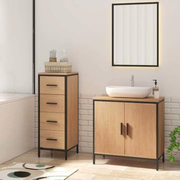 Wastafelkast Licht Eiken – 60x30x60cm – Gratis verzending, Huis en Inrichting, Badkamer | Badkamermeubels, Verzenden, Nieuw, 50 tot 100 cm