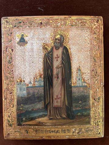 Icoon - Heilige Serafim van Sarov - Hout, Antiek en Kunst