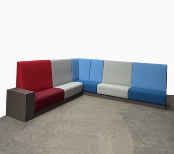 Design Hoekbank - 300 x 300 cm | Rood, Grijs & Blauw, Ophalen of Verzenden, Gebruikt