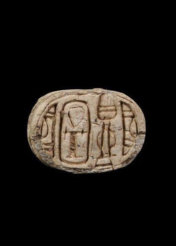Oud-Egyptisch Speksteen Scarabee met Ankh (Zonder