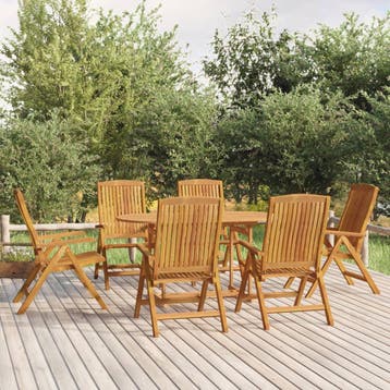 vidaXL 7-delige Tuinset massief teakhout, Verzenden, Nieuw, 6 zitplaatsen, Tuinset