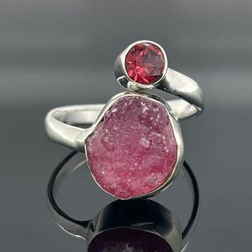 Zilver - Ring - Natuurlijke robijn-granaat