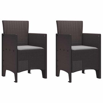 vidaXL Tuinstoel 2 st Bruin Polypropyleen, Verzenden, Nieuw